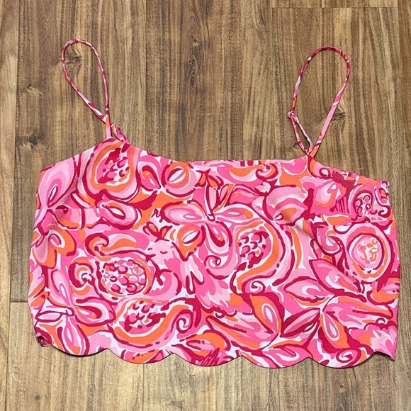 Lilly Pulitzer Tops - Lilly Pulitzer women 12 large Ivy Crop Top Pink Pout Mango Salsa floral print